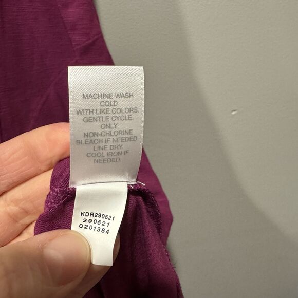 J. Jill Maxi Dress Rayon Spandex Pockets Short Sleeve Plum Purple Women sz L - Picture 8 of 10